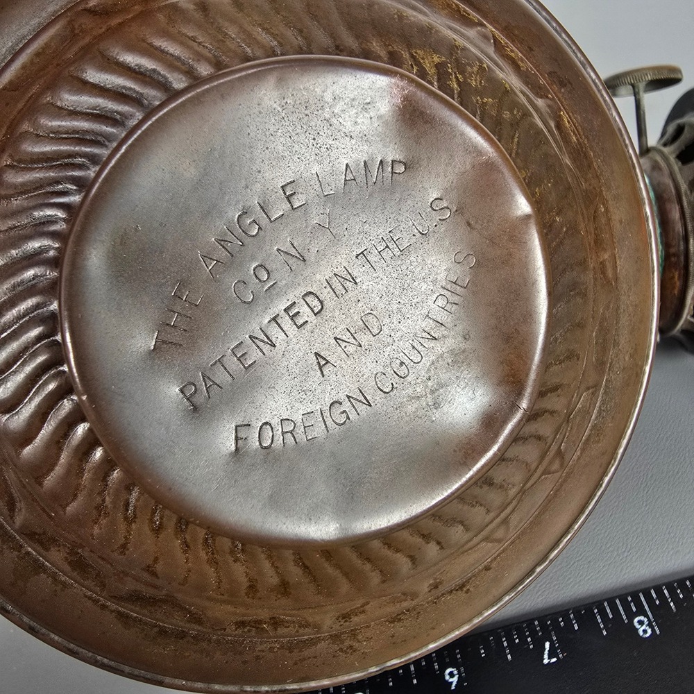 Antique Angle Lamp Co Embossed Copper Oil Lamp Fount Kerosene Burner Victorian - Picture 14 of 16